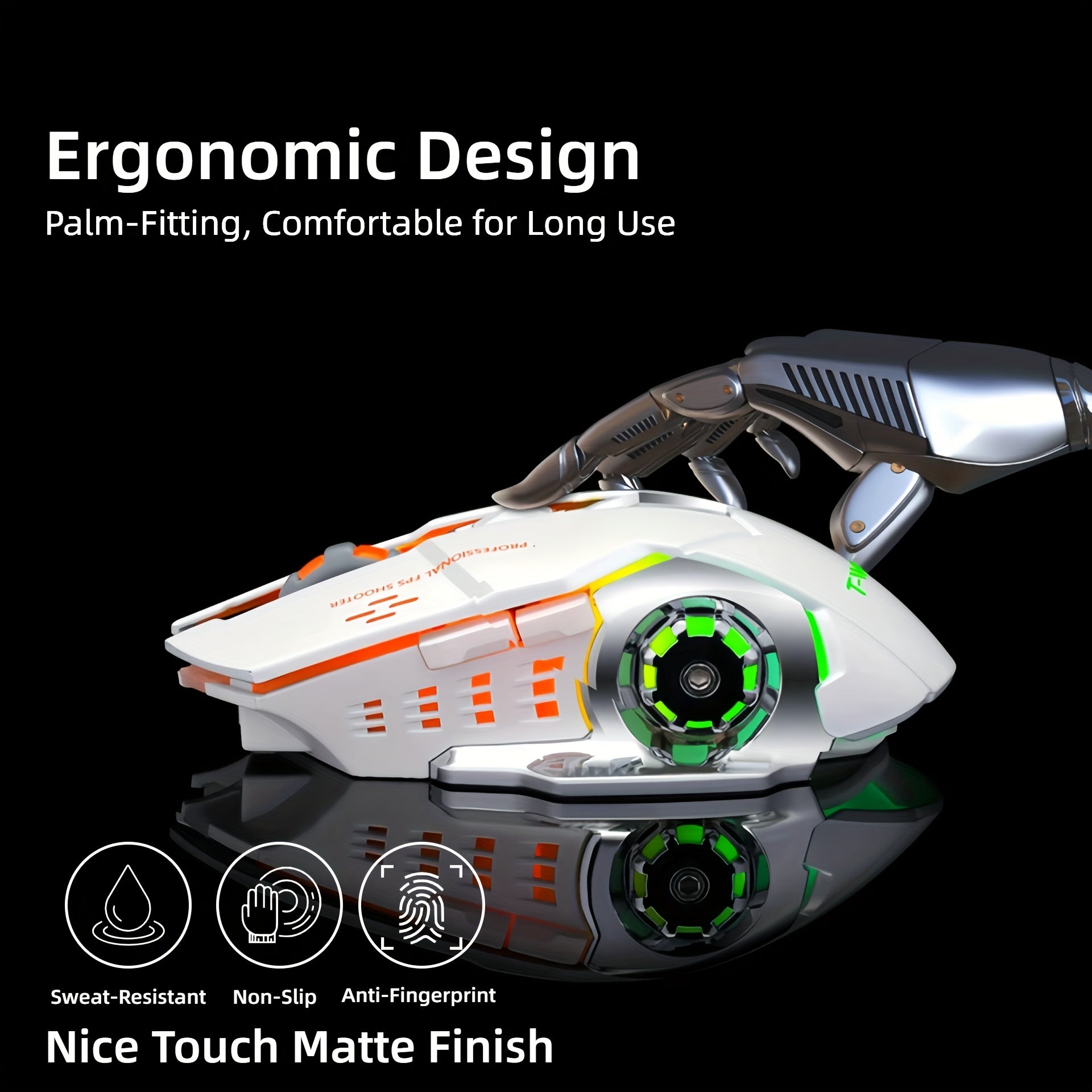 RGB Wireless Gaming Mouse - T-WOLF Rechargeable BT5.0 + 2.4G Dual-Mode Mouse, Silent 6-Button Full-Size Ergonomic Comfort for Extended Work & Gaming, Computer & Gaming Accessories, Cool RGB Desk Setup, Back to School Gift