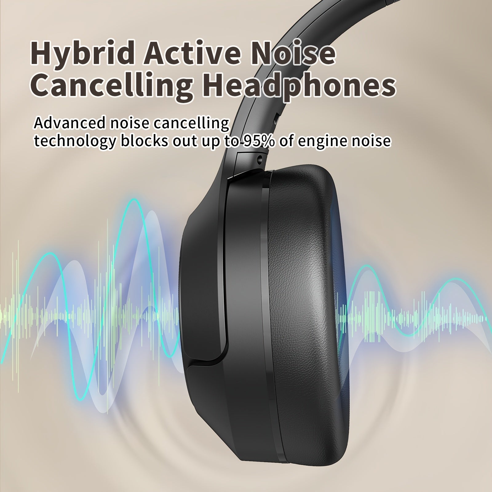 Advanced Hybrid Active Noise Cancellation Wireless Over-Ear Headphones with Microphone, Foldable Design, Lightweight,, Vivid Deep Bass, Support Dual Device Connection, Type-C Interface, 70 Hours Playtime for Home Office Travel Birthday Gift, Black
