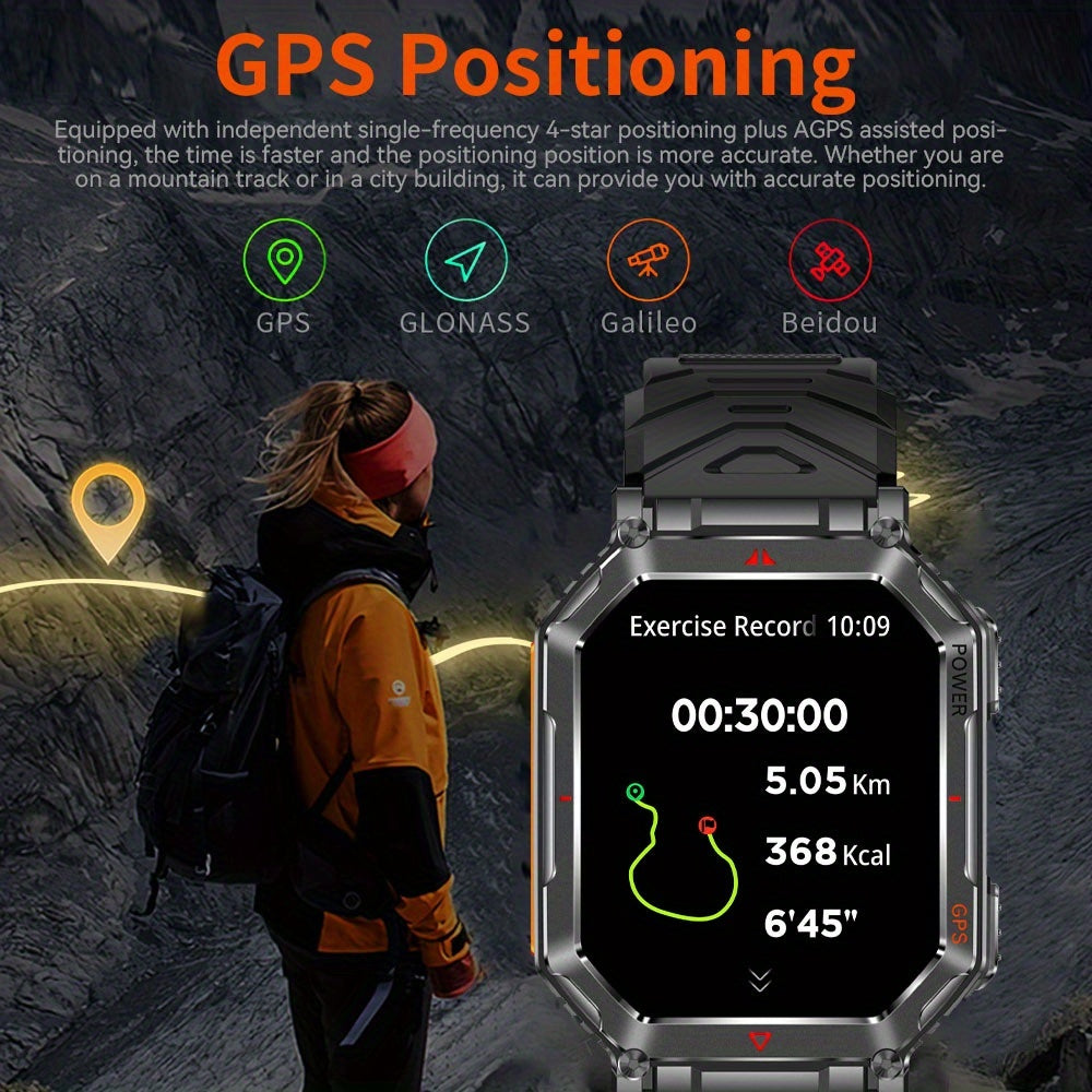 Outdoor Adventure Smartwatch, All-metal Body Design, Rugged And Durable, Built-in GPS For Accurate Positioning, IPX8 Waterproof, Altimeter And Barometer Compass, With LED Flashlight, Supports Making And Receiving Calls, Message Reminders