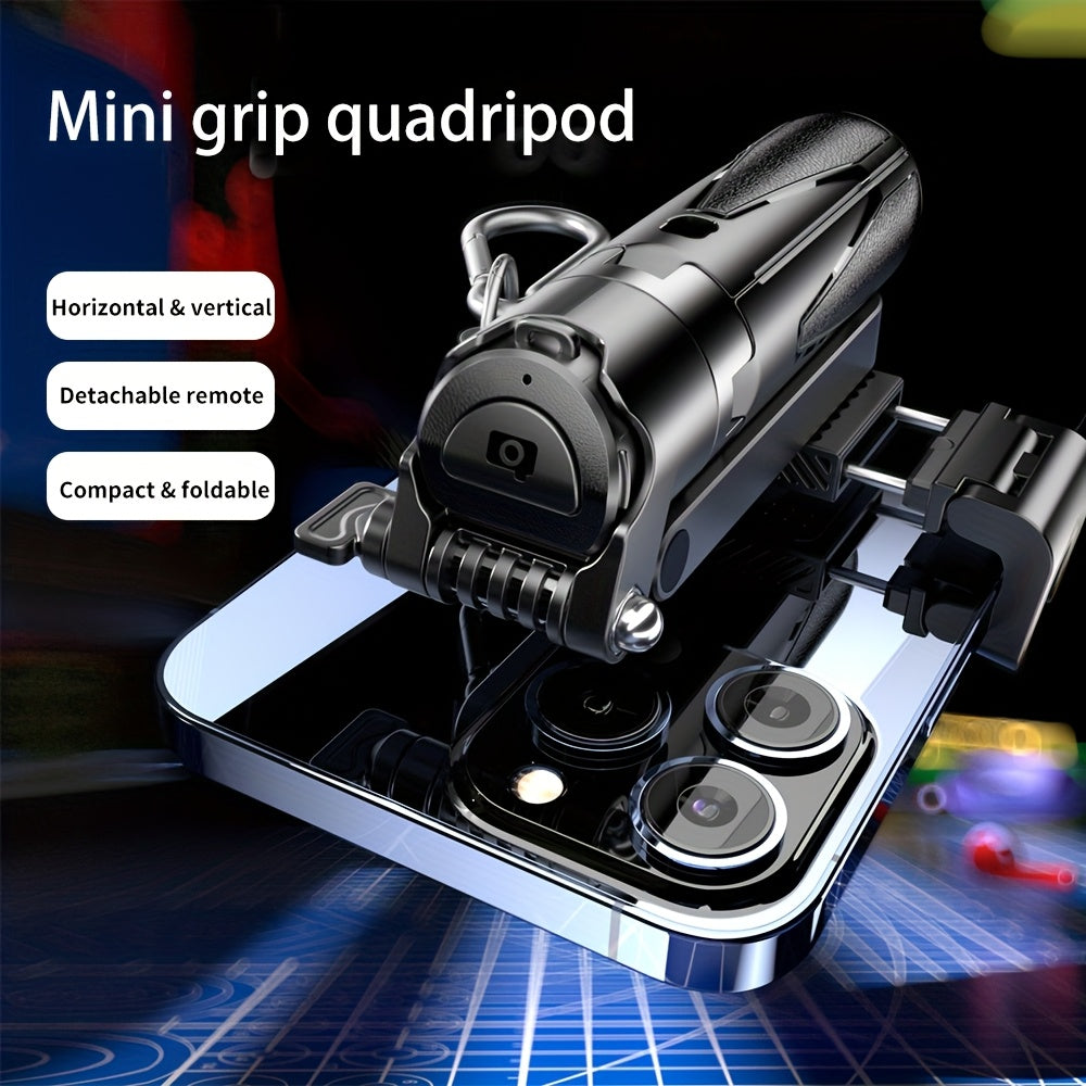 The Mini Selfie Stick Three In One Phone Stand Is Equipped With A 16 Inch Extendable Selfie Stick And A One Click Unfolded Stand. Featuring DSLR Style Grip And Wireless Remote Control. Suitable For Concerts, Hiking, And Desktop Live Streaming