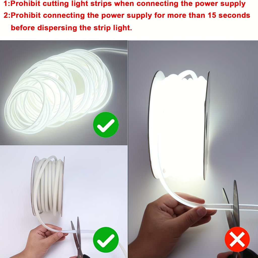 393.7inch COB LED Strip Lights for Outdoor, LED Rope Lights, 110V Connectable LED Flexible COB Light for Indoor Ceiling Kitchen Cabinet Closet