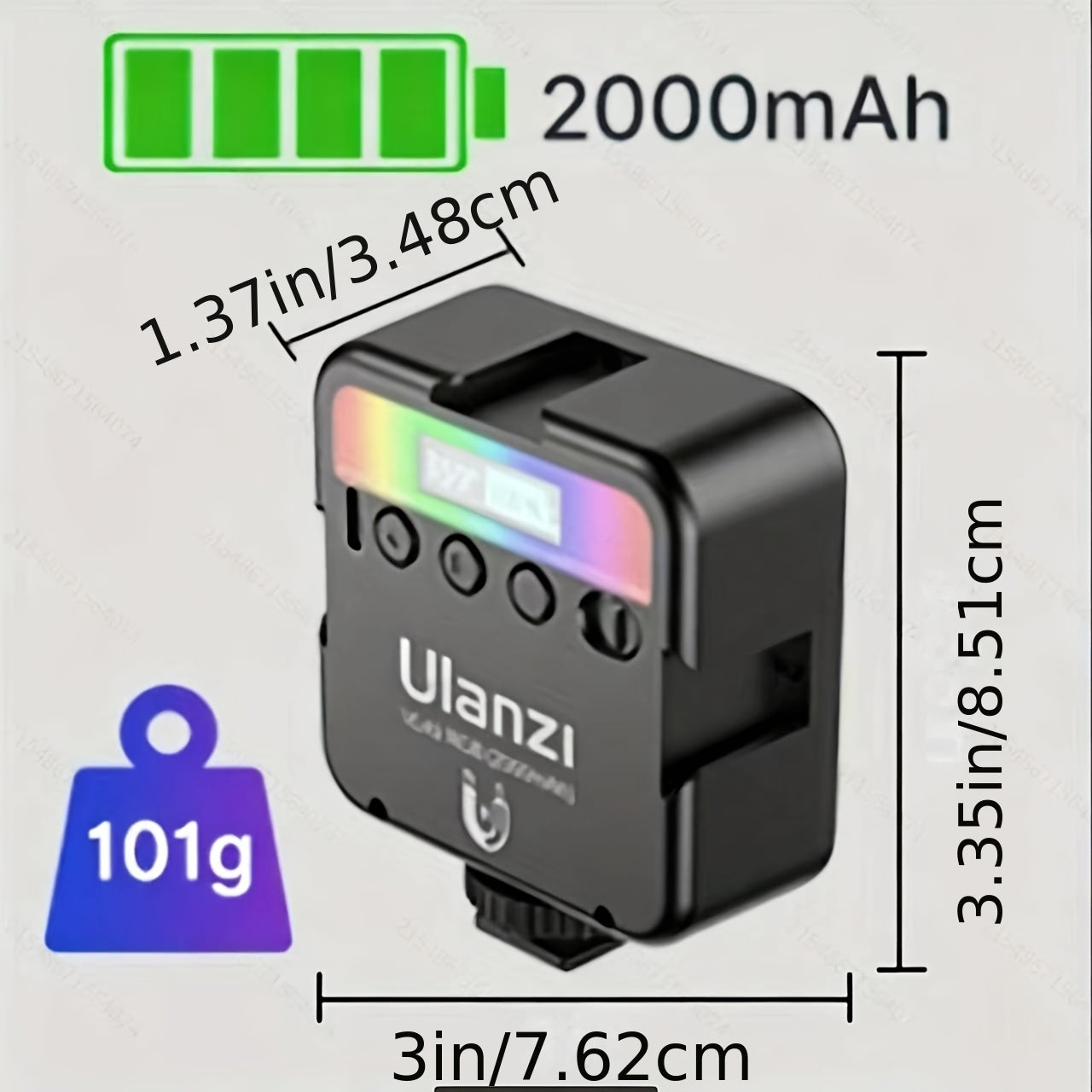 ULANZI VL49 RGB Video Light, 360° Full Color LED Camera Light Panel with 3 Cold Shoe Mount, 2000mAh Rechargeable, Dimmable Photography Lighting, Magnetic Attachment, for Portrait Studio Content Creation