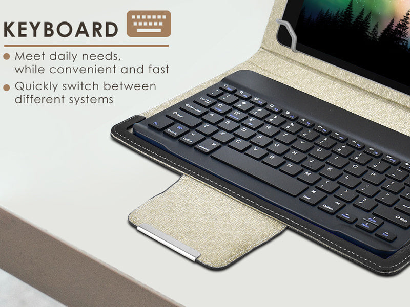 Universal 10.1 Inch Android Tablet Case with Keyboard, Removable Wireless Wireless Keyboard + PU Leather Folio Book Cover + Stand, Travel Portable Sleeve for Ios/Android/Windows System Tablet