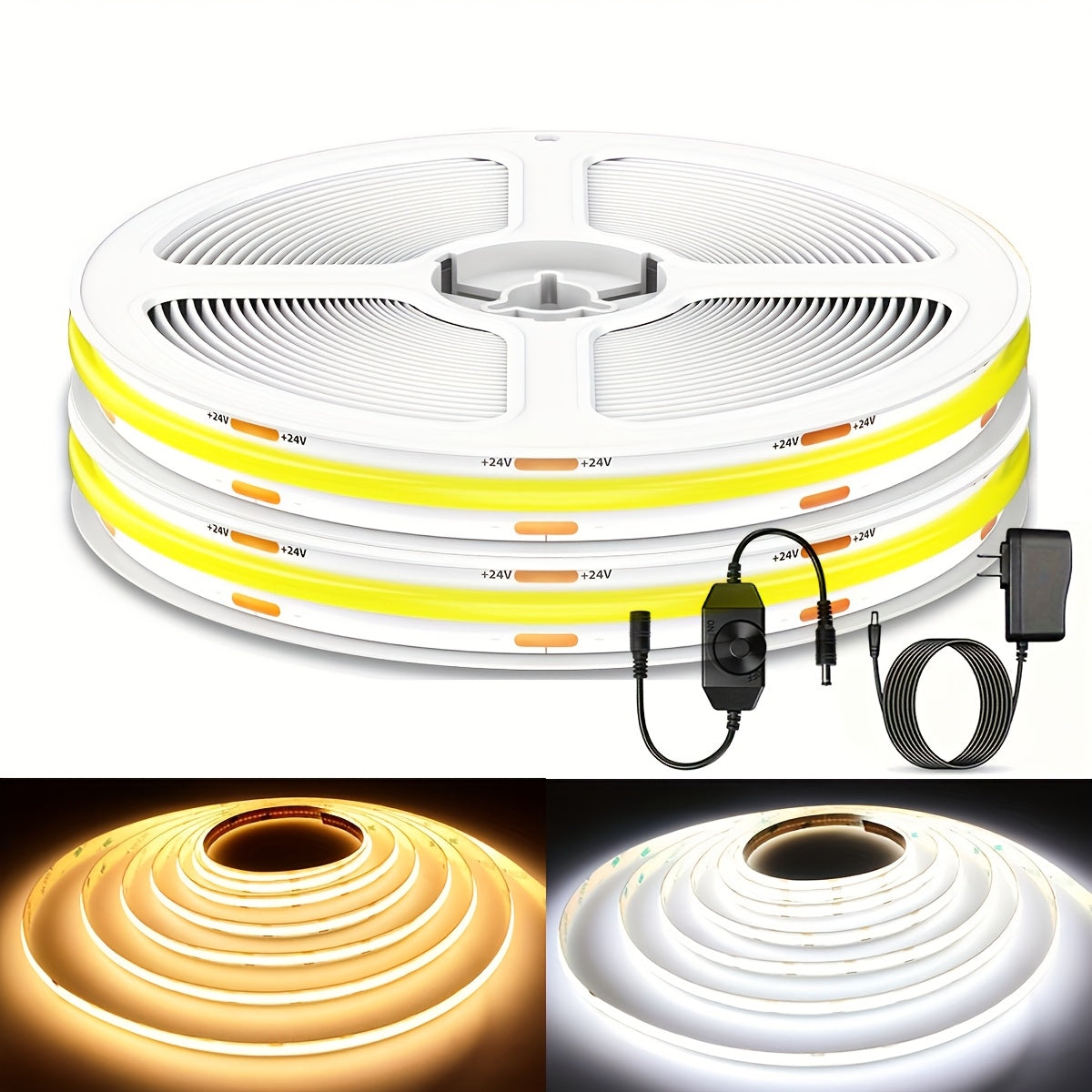 [Halloween, Christmas] 32.8Ft/10M 4800Leds COB LED Strip Light Dimmable LED Tape Light, Super Bright High Lumen Flexible COB LED Tape Light for TV, Bedroom, Kitchen Cabinet, Halloween, Christmas Decoration