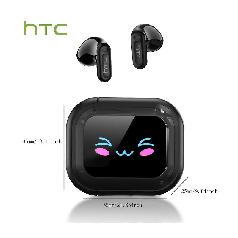 HTC NE20 AI Translator Headset with Real-Time Translation in 131+ Languages, Wireless 6.0 Wireless, Long-Lasting Battery, Touch Control, Smart LCD Screen, Gaming Mode, Compatible with PC/Phone/Tablet - for Travel, Gaming, Business, Everyday Use - Lightwei