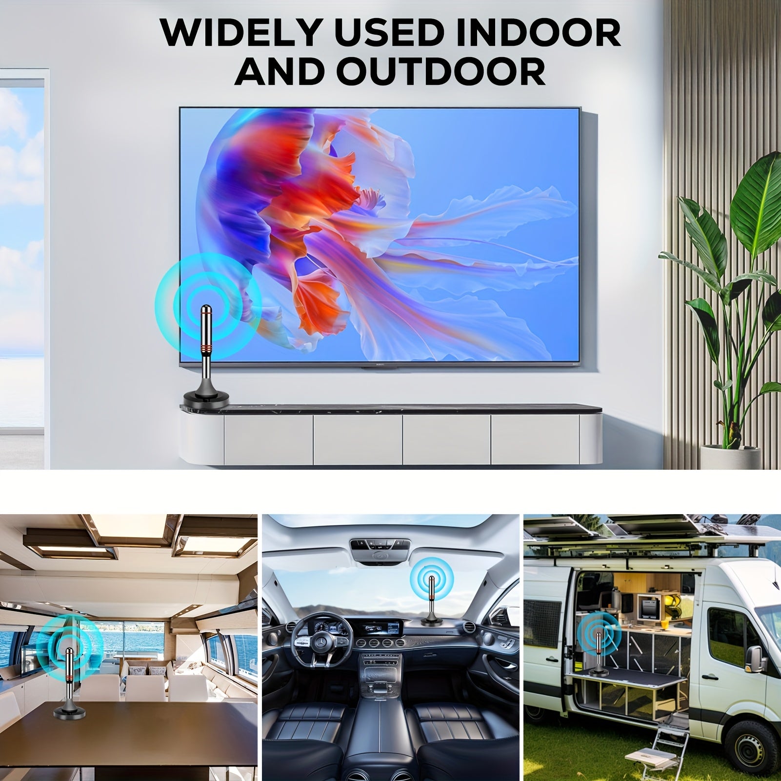2025 Smart TV Antenna Compatible for -Cutters - Amplified Indoor HDTV Antenna with Signal Booster & Removable Amplifier, 4K/1080P Support, 360° Reception, Free Local Channels (ABC, CBS, NBC) - No /Satellite Fees - Smart TV