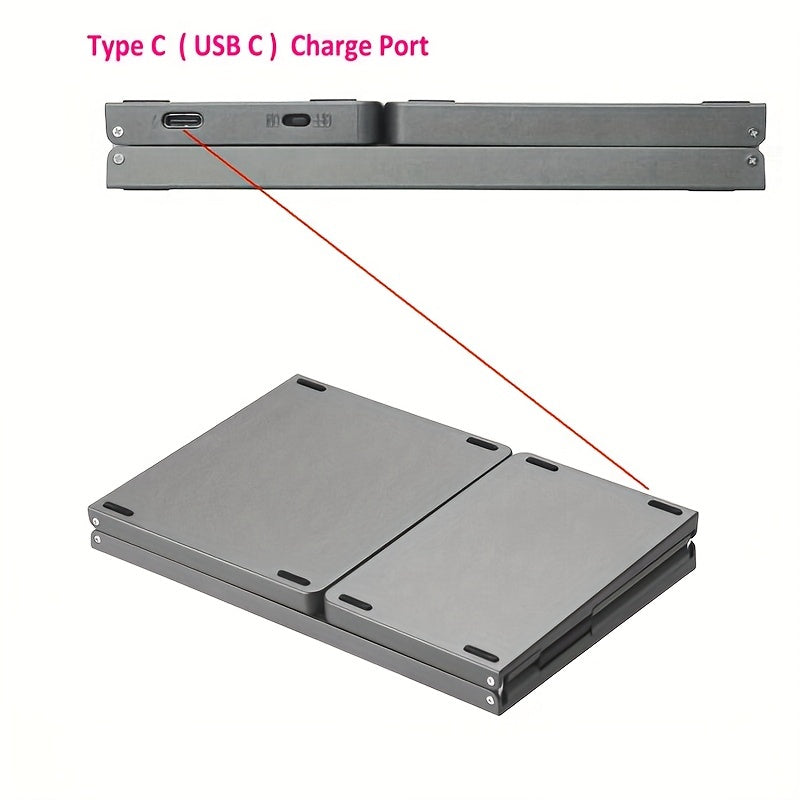1pc Foldable Wireless Keyboard with Numeric Keypad, USB Rechargeable Lithium Polymer Battery, Type-C Charging, Compatible with Windows, for Android, iOS Devices - Portable  Keyboard