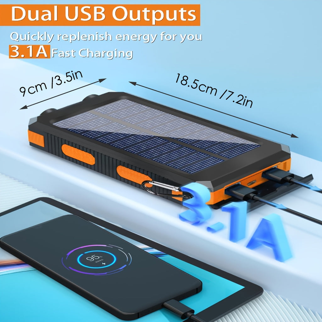 Power-Bank-Solar-Charger 38800mAh USB C & QC3.0 Fast Charging, Dual USB Port, Portable Power Bank with LED Flashlight for All Cell Phones & Electronic Devices, Outdoor Camping Travel