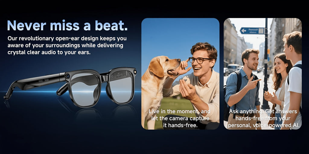 Smart Camera Glasses, 8MP HD Video Recording Glasses (with Audio Function), Wireless Camera With Photochromic Lenses, Real-time Translation, Voice Assistant, Object Recognition, Hands-free Music And Calls.
