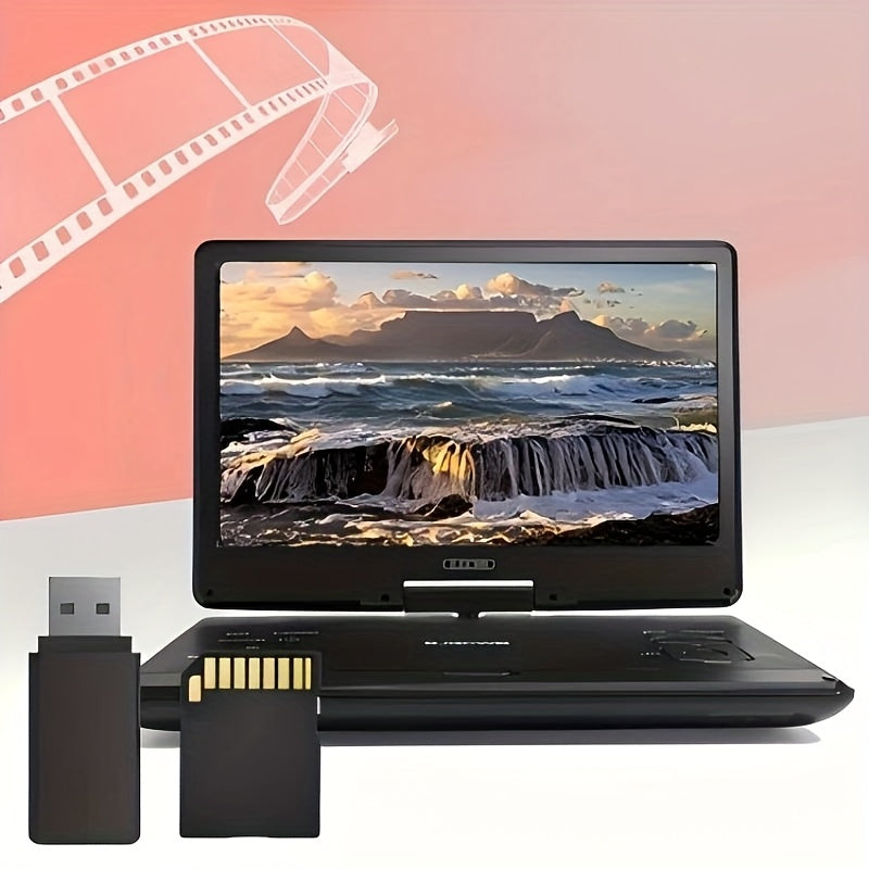 17" Portable DVD Player with 14.1" Large HD Screen, 6 Hours Rechargeable Battery, Support USB/SD Card/Sync TV And Multiple Disc Formats, High Volume Speaker, Black