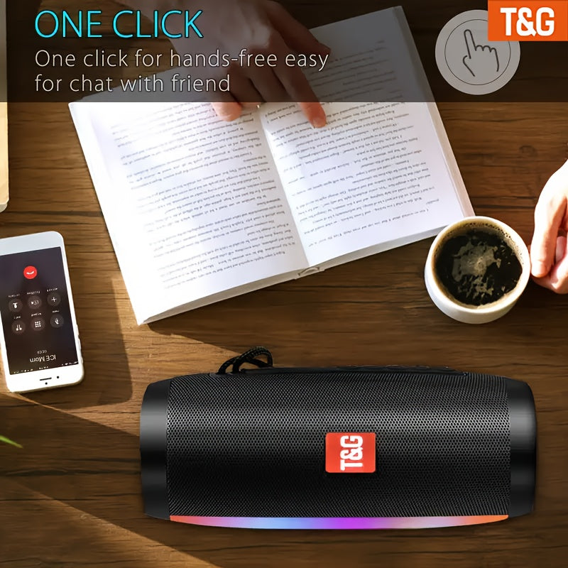 TG157 Portable Wireless Speaker, 5.0 LED Flash, 10W Dual Speakers, 3-5 Hours Playback Time, TF Card Support, AUX/USB/FM Radio, 1200mAh Rechargeable, Compact Design, Suitable for Outdoor Camping and Travel