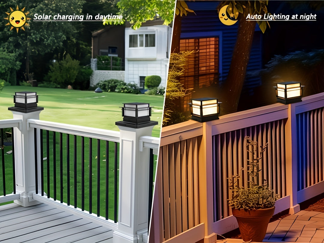 [Solar Post Cap Lights] 6 Packs Solar Post Cap Lights, Outdoor Bright LED Solar Post Lights Solar Fence Deck Light For Solar Light Garden Porch Patio Stair Decoration