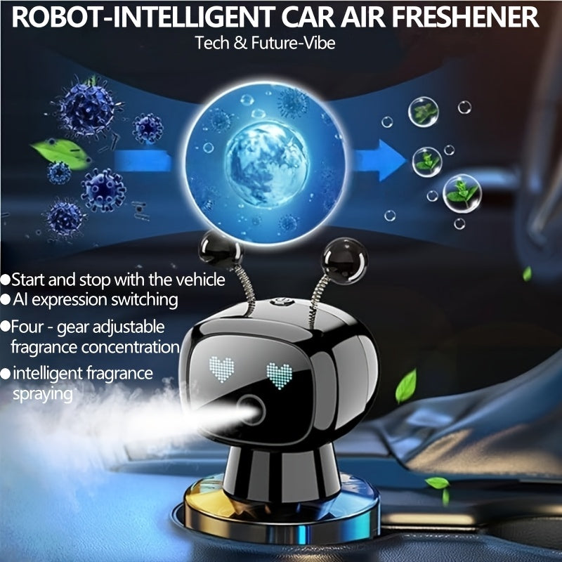 [USB Charging, Intelligent] Robot Smart Car Air Freshener, USB Charging, Four Concentration Levels, Intelligent Fragrance Spraying With Car Start And Stop, AI Expression Changes Flexibly, Adding A Sense Of Technology To The Car, It Is A Must-Have Item For