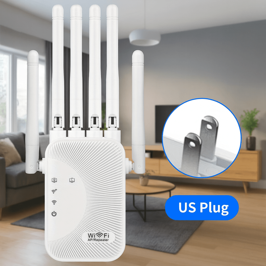 Ourlife Wifi Extender Signal Enhancer, 2.4Ghz Frequency Band, Wifi Extender, Wifi Repeater with Ethernet Port, 6 Antennas 360 °, Coverage Up to 11000 Square Feet. Home/Shopping Mall/Coffee Shop Use