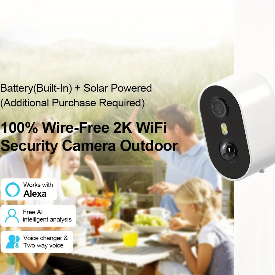 Outdoor Security Camera for Driveway Monitoring, 3MP with AI Motion Detection, 2-Way Audio & Color Night Vision, Cloud Storage Only, PIR Human Detection, Siren Alarm, Alexa Compatible