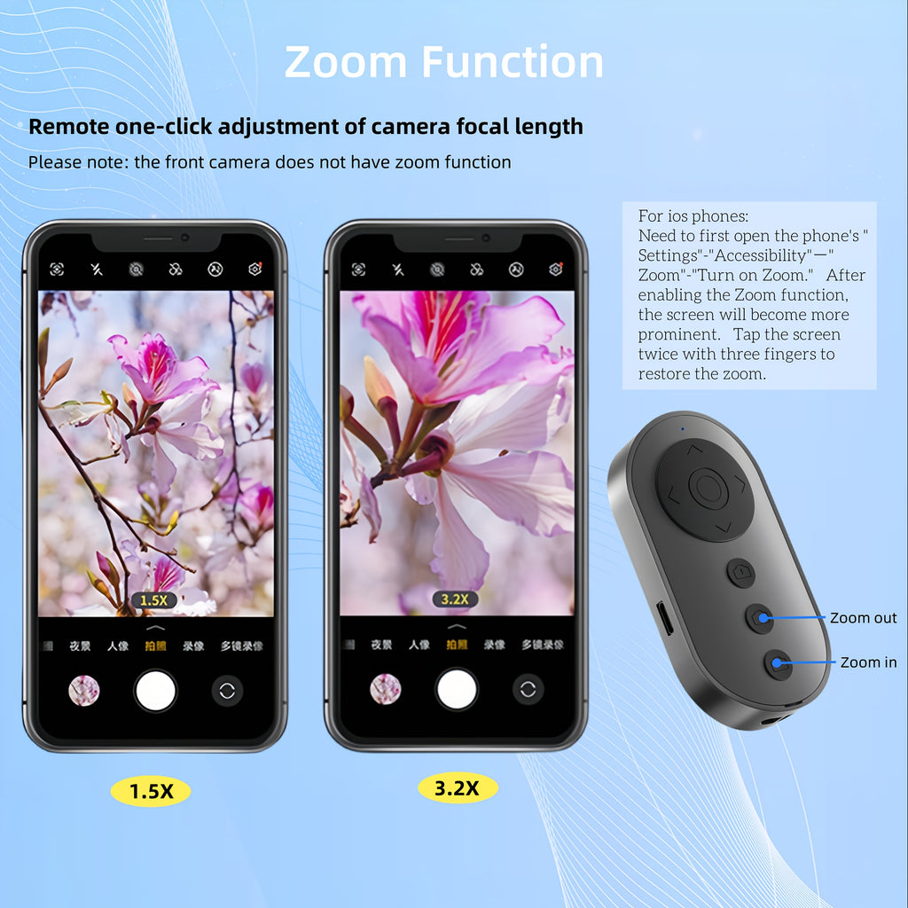 Scrolling Remote Control for TikTok, Kindle App Page Turner for Reading, Front/Rear Camera Shutter Remote for Phone Video Recording, Bluetooth Clicker for iPhone, Android, IOS, iPad
