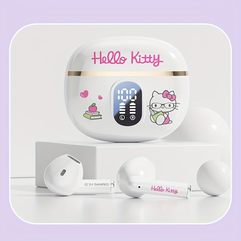 [Authorized] Headphones., Kuromi, Pompompurin, Genuine Open-Fit Wireless Earbuds, Experience 360° Environmental Awareness And All-Day Comfort. Suitable for Sports/Casual Use. Intuitive Touch Control. with Real-Time LED Digital Charging Case