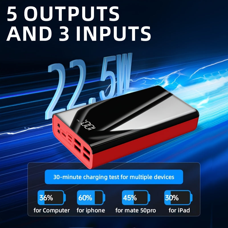 100000/80000/50000/30000mAh High-Capacity Fast-Charging Power Bank With LED Light/Power Display, 4 USB Ports, Type-C Interface, Compatible With IPhone/Android Devices, Outdoor Emergency Backup Battery Pack, New Year Gift