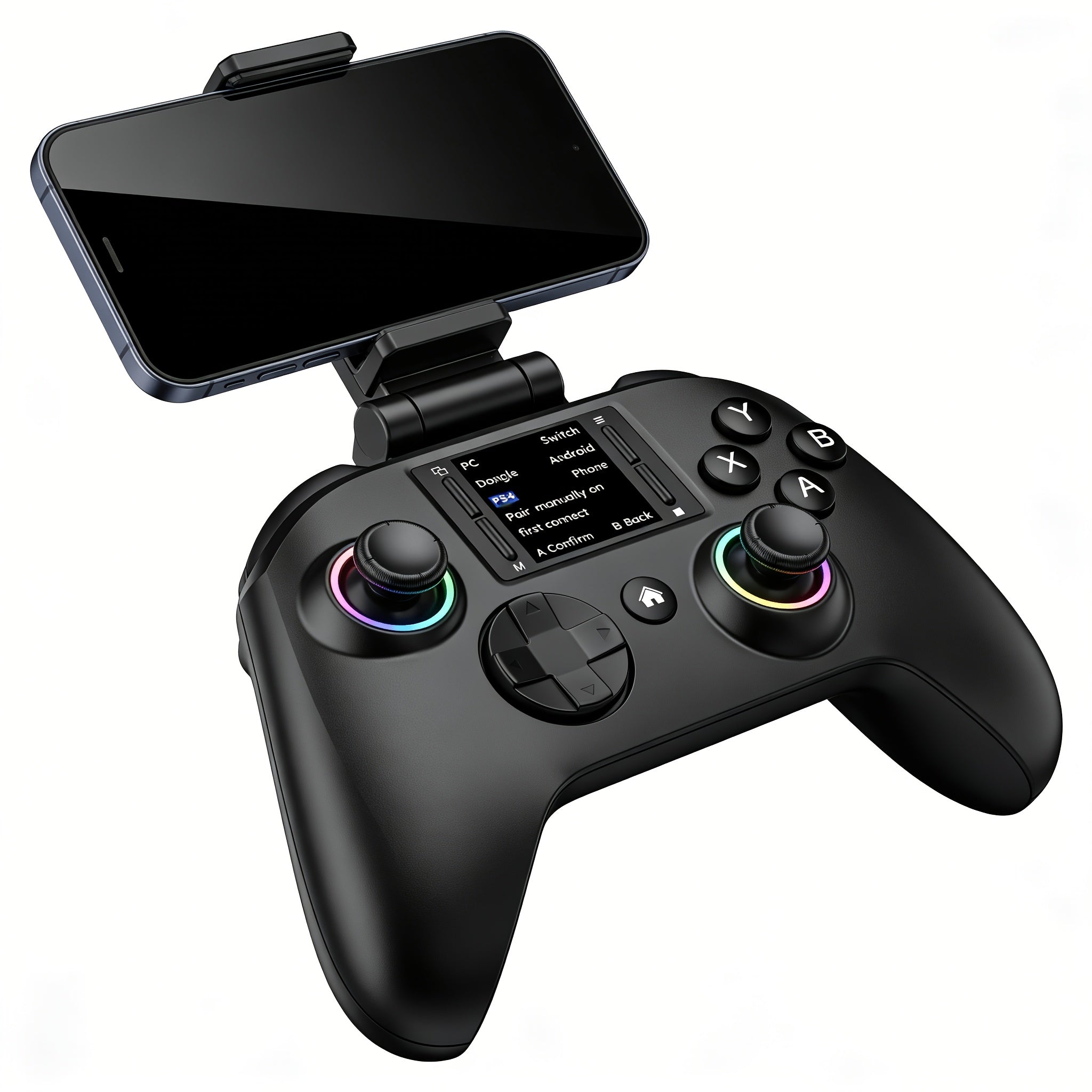 Interactive Wireless Gaming Controller with Touchscreen Compatible with Pc/Ps4/Switch/Android/Ios Devices Features 4 Programmable Buttons with Rapid-Fire Functionality Equipped with a Six-Axis Gyroscope And Dual Vibration Feedback, RGB Lighting