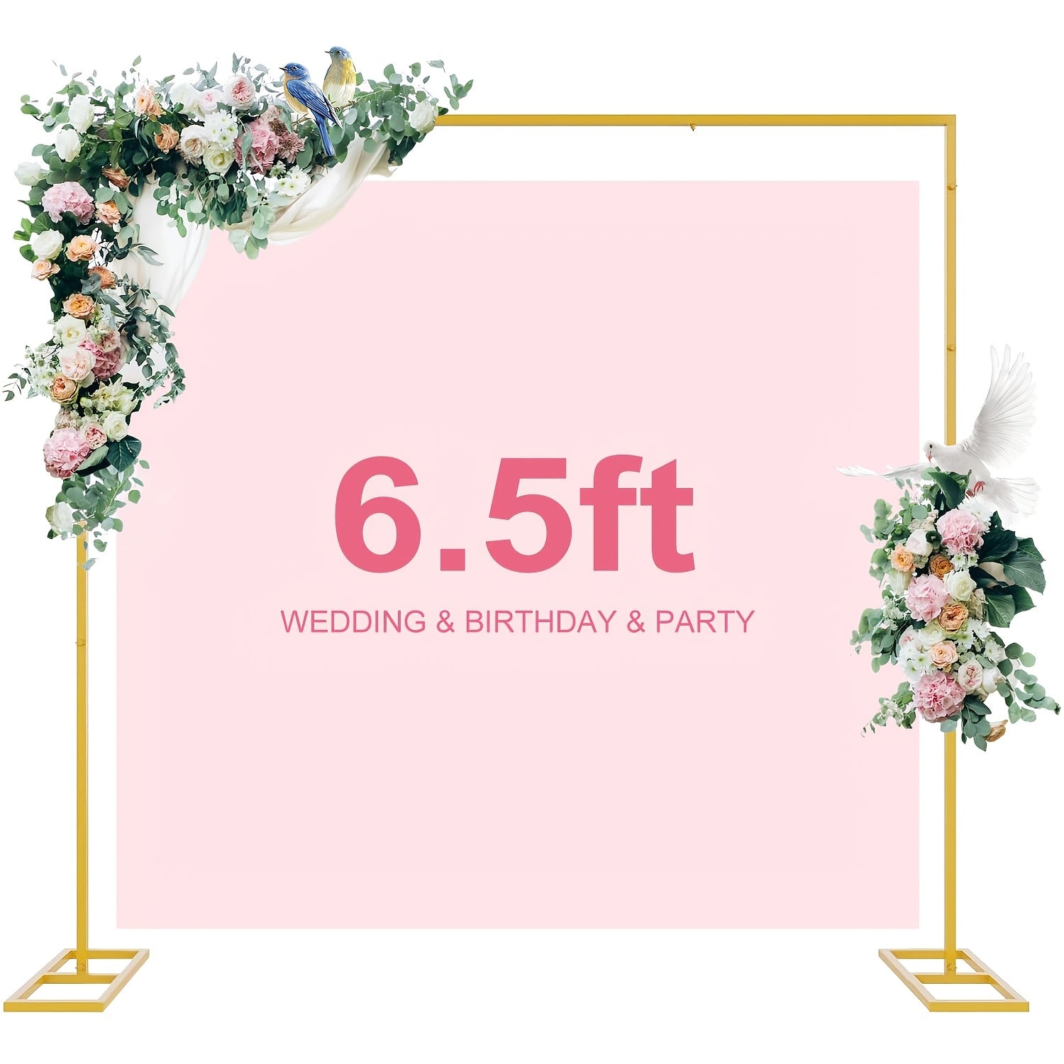6FT/8FT Square Arch Backdrop Stand, Metal Balloon Arch Stand, Wedding Arches for Ceremony Wedding Birthday Party Decoration