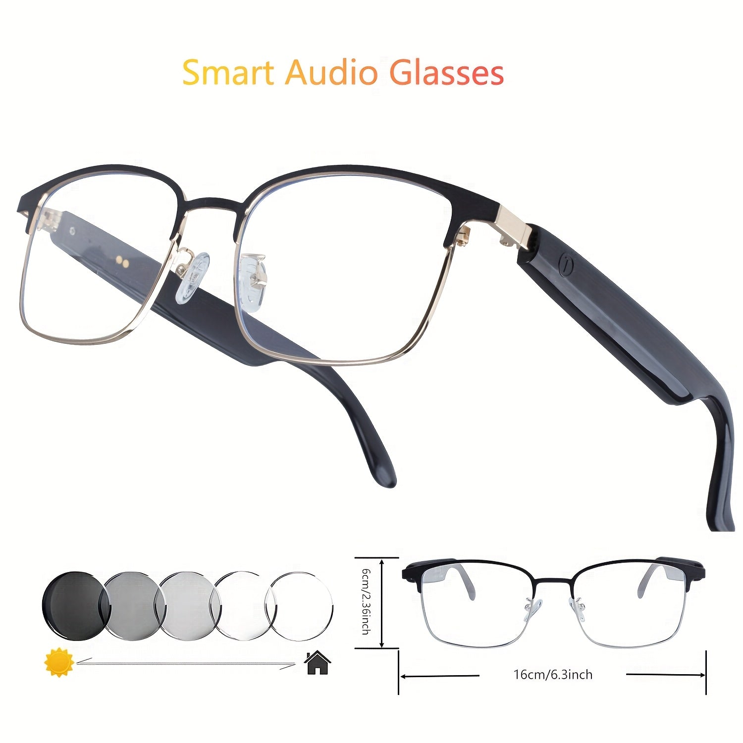 New Smart Glasses For 2025, Automatic Dimming Glasses, Wireless6.0, 3-second Automatic Dimming, Anti Blue Light Lenses Turn Into Sun Lenses In Seconds, Audio Glasses For Listening To Music And Making Phone Calls, Anti Blue Light Glasses Frame