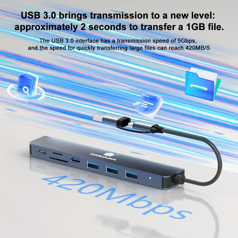 USB 3.0 Type C Adapter Docking Station USB 2.0 Port TF SD Card Reader Audio Output Multi-hub Splitter For Macbook Pro Computer