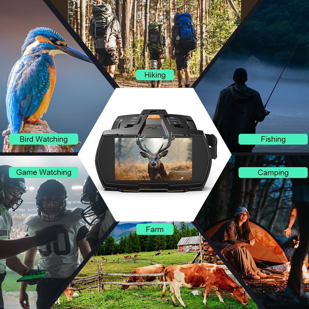 INSKAM 4K Ultra HD Night Vision Binoculars with 4.5” Large Screen & 10X Digital Zoom - Night Vision with 5000mAh Battery- for Night Observation, Compatible for Camping, Hunting, Security - USB Charging, Ideal for s &