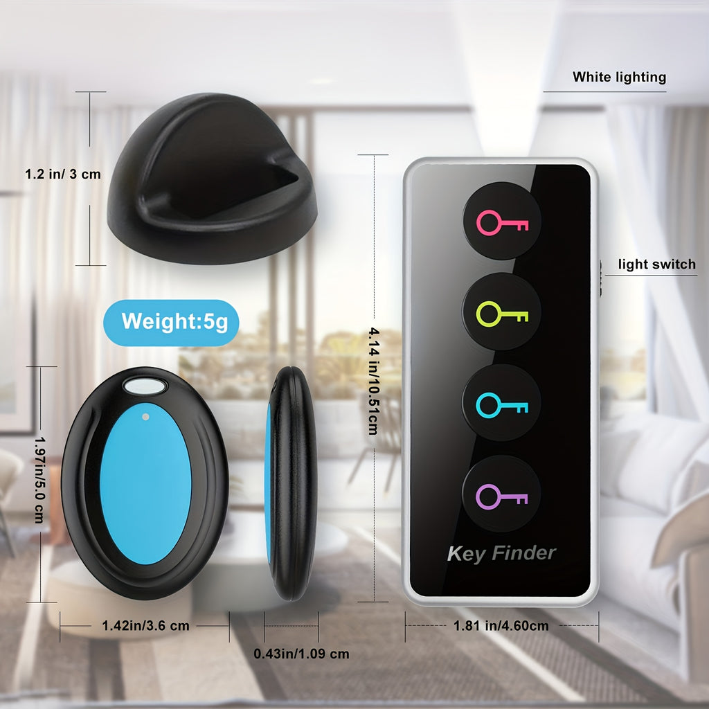 Key Finder with 1 Transmitter And 4 Receivers, Equipped with an LED Flashlight, Designed to Help Locate Keys, Mobile Phones, Wallets, And Remote Controls to Prevent Loss.