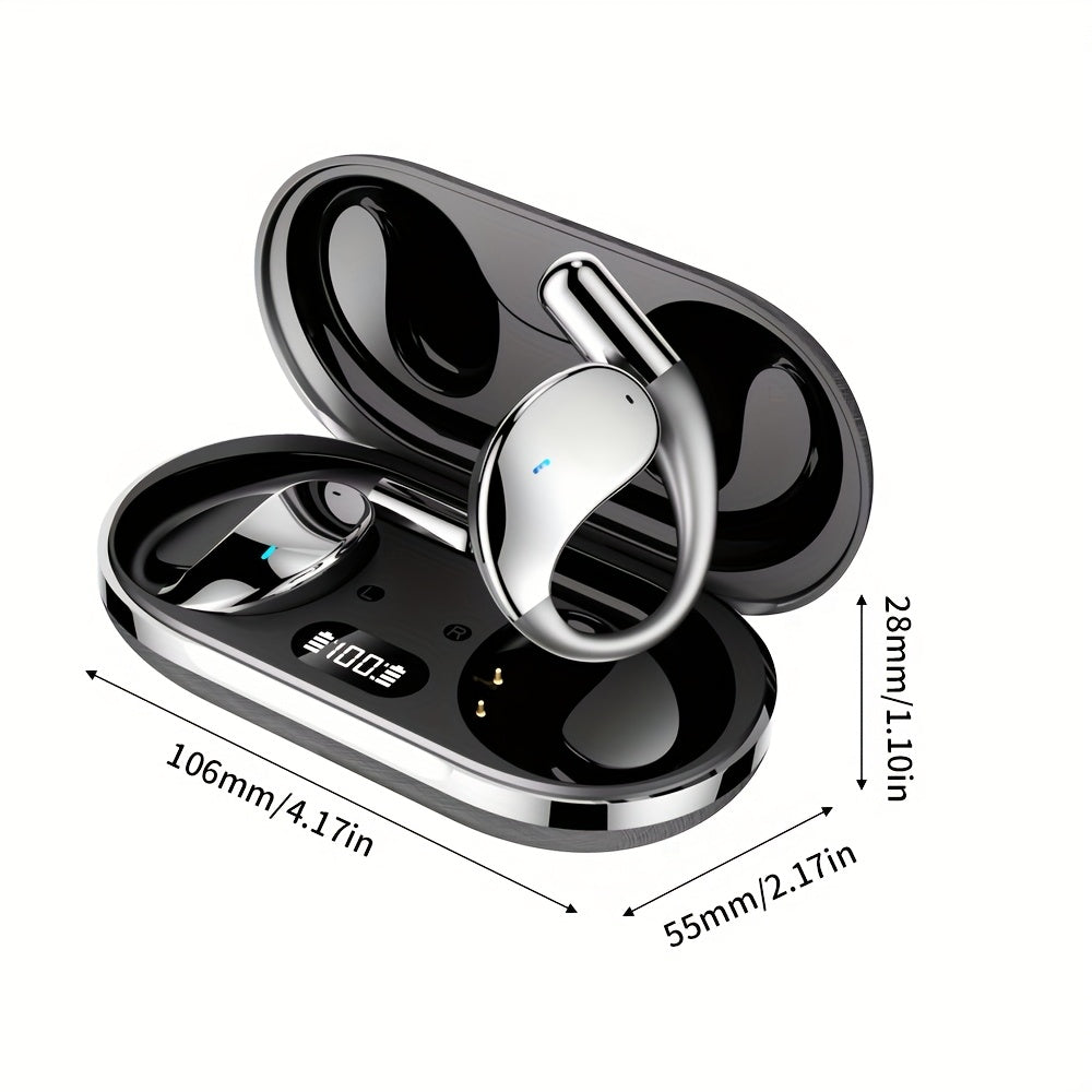 Menzluio AI Translation Earbuds, Bone Conduction Wireless Headphones, 144 Languages Real-Time Translation, 6-Mic Smart Noise Cancellation, Meeting Recording Real-Time Translation, Touch Control, Deep Bass