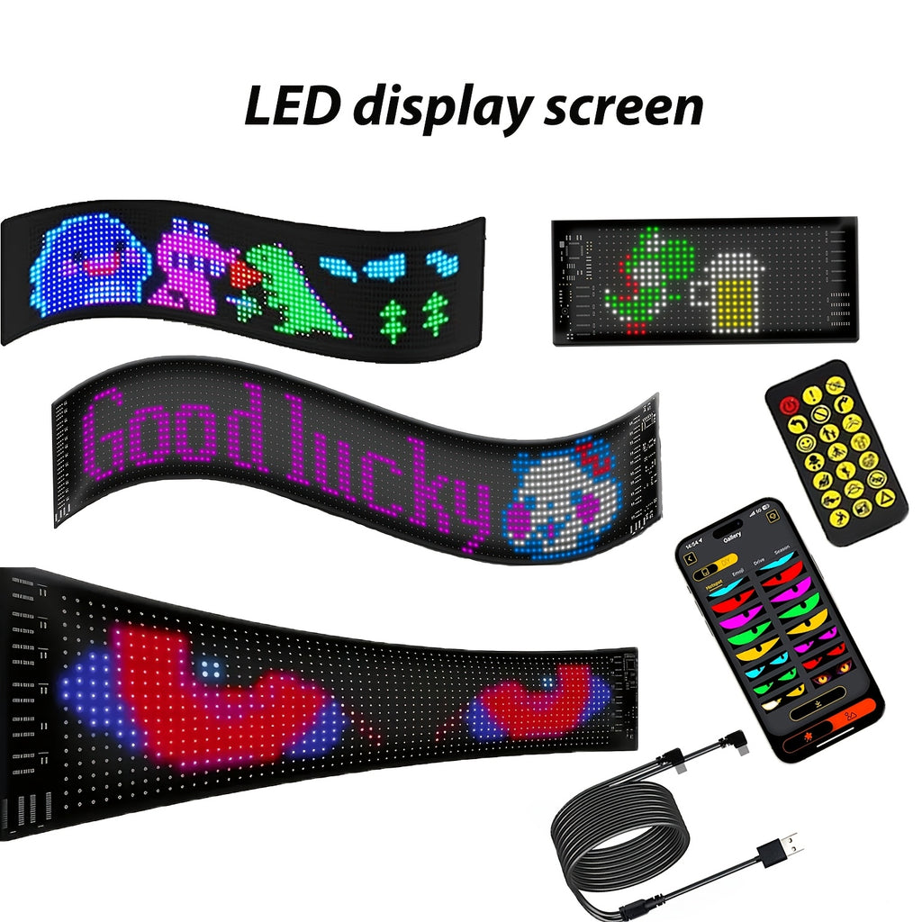 2pcs LED Devil'S Eye Headlights, Remote Control And APP Control, Animation/text Flexible LED Matrix Panel, USB 5V Programmable, Suitable For Car Decoration