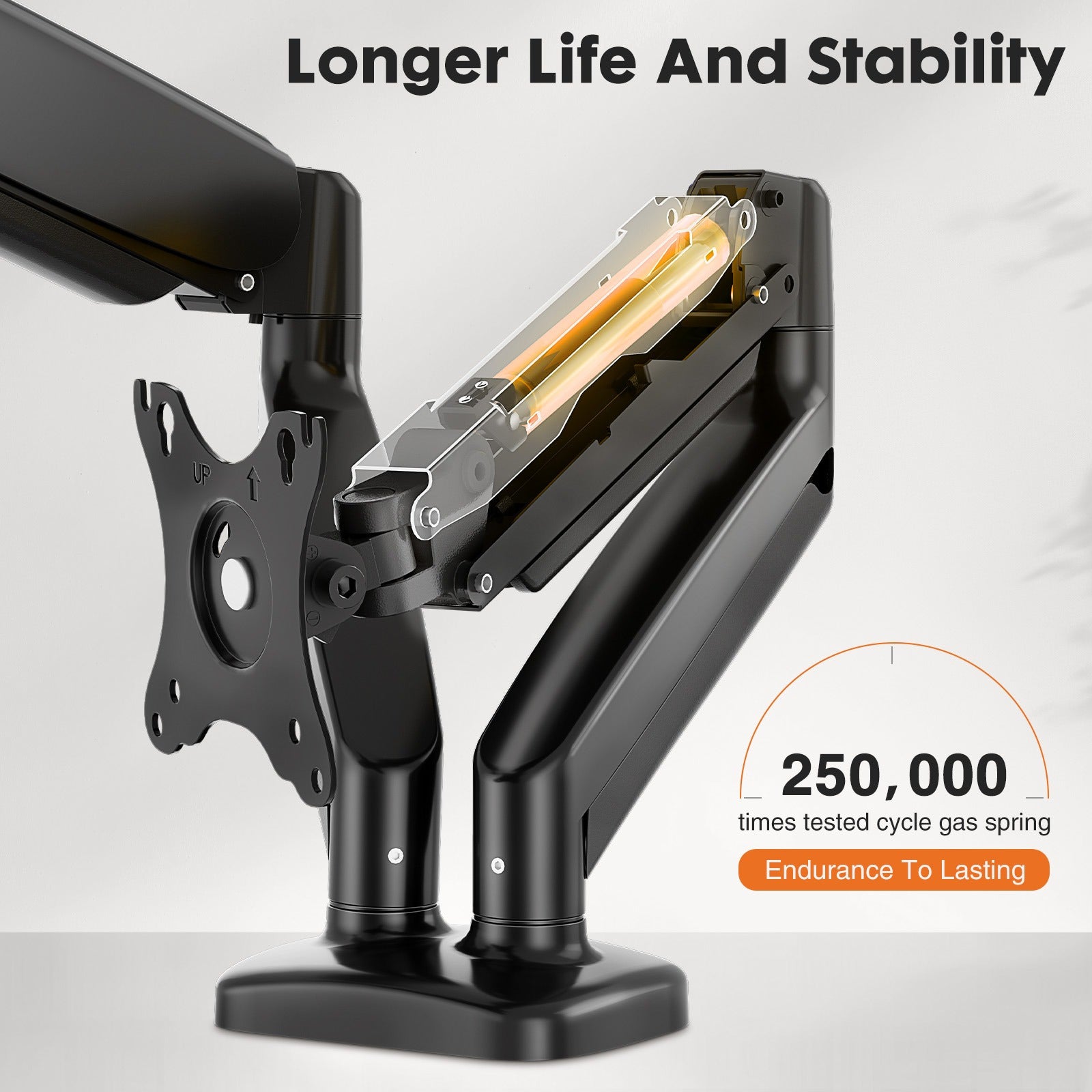 MCQ Ergonomic Single/Dual Monitor Desk Mount with Gas Spring Arm for 13-32 inch Screens, Holds up to 17.6lbs, Adjustable Height and 360 Swivel