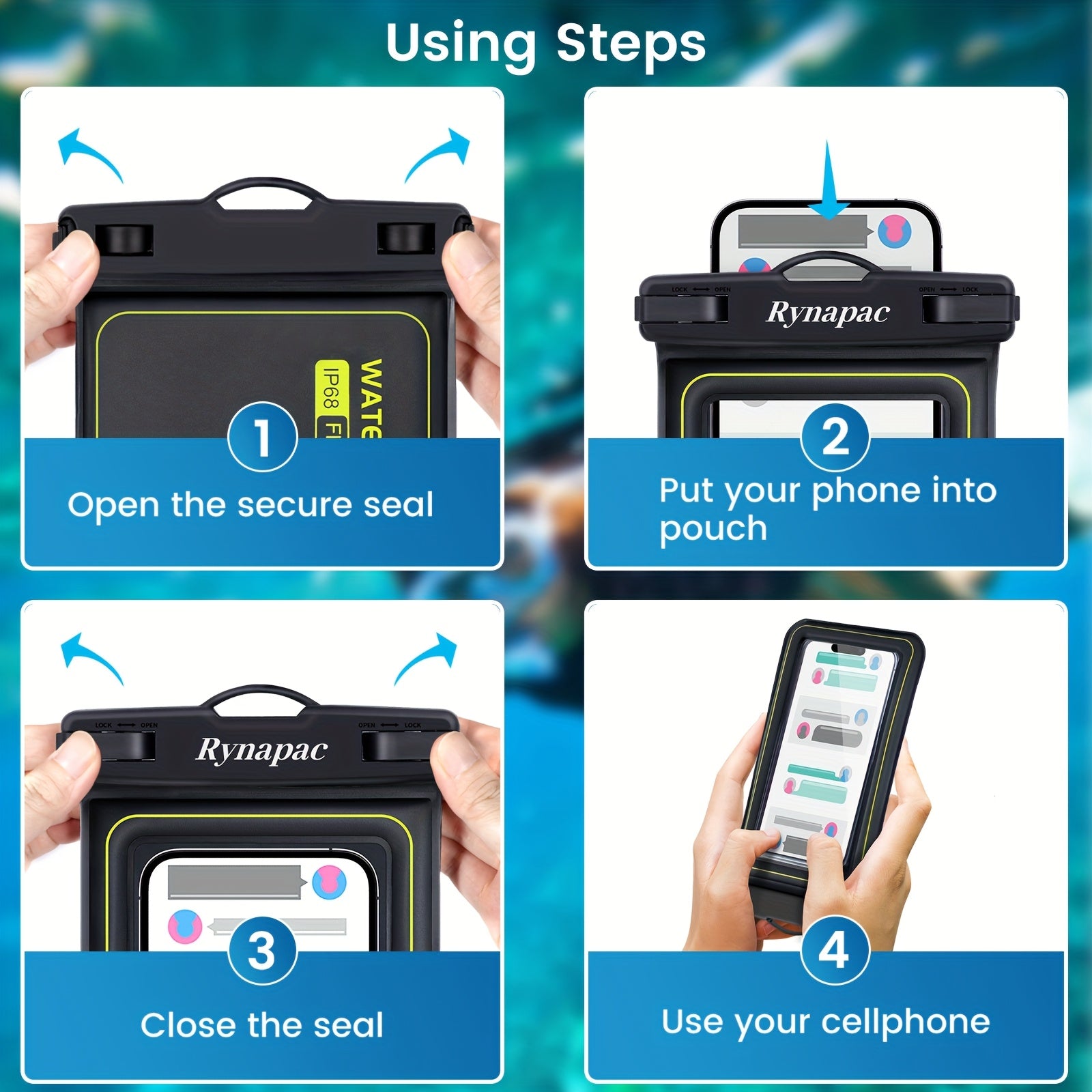 [2pcs Floating Phone Bag] Rynapac 2pcs Floating Phone Bag for IPhone16 15 14 13 12 11 Pro Max Phone Dry Bag for All Mobile Phones, Beach Water Park Universal Floating Bag