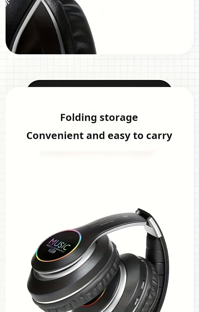 Wireless Noise Cancelling Headphones, Wireless Earbuds with Deep Bass, Lightweight Foldable Headphones with Built-in Microphone, for Work Laptops, Mobile Phones, On-head Gaming Headphones, Compatible with Android/iOS, Father's Day Mother's Day Gift