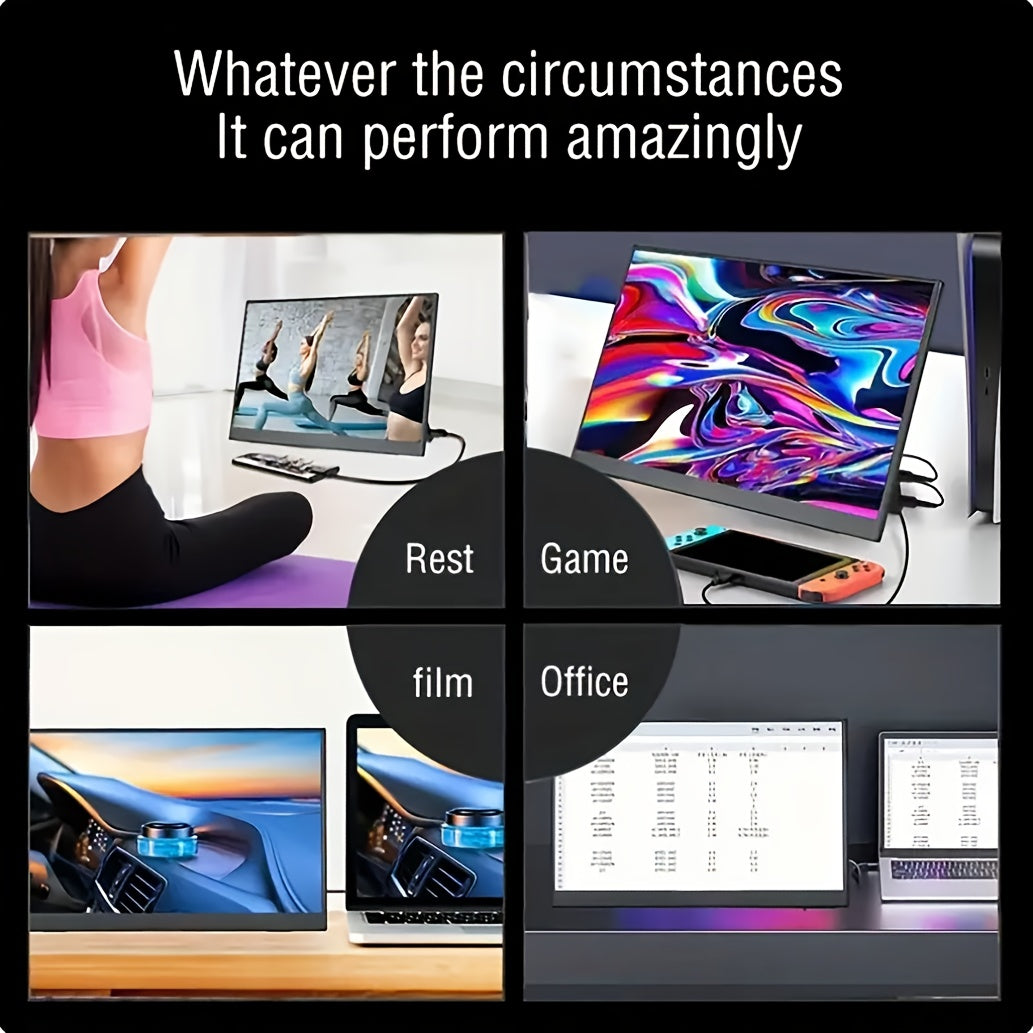 2026 New HDRinch Portable Monitor Laptop, 16;9 15.6-inch 1080p72 NTSC 100 SRGB USB C HDTV Travel External Second Computer Screen HDRinch Portable Monitor Laptop, Gaming for Monito, for iPhone, for Android, PC
