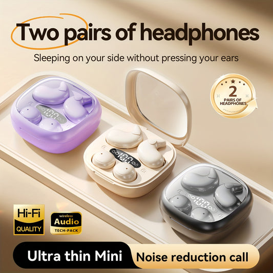 2-in-1 Invisible Sleep Earbuds Set With Ultra-thin Wireless Mini Headphones. Super Soft And Comfortable For Side Sleepers And Small Ears, With Noise Reduction, Long Battery Life, Lightweight Concealed Design Ideal For Work And Nighttime Listening.