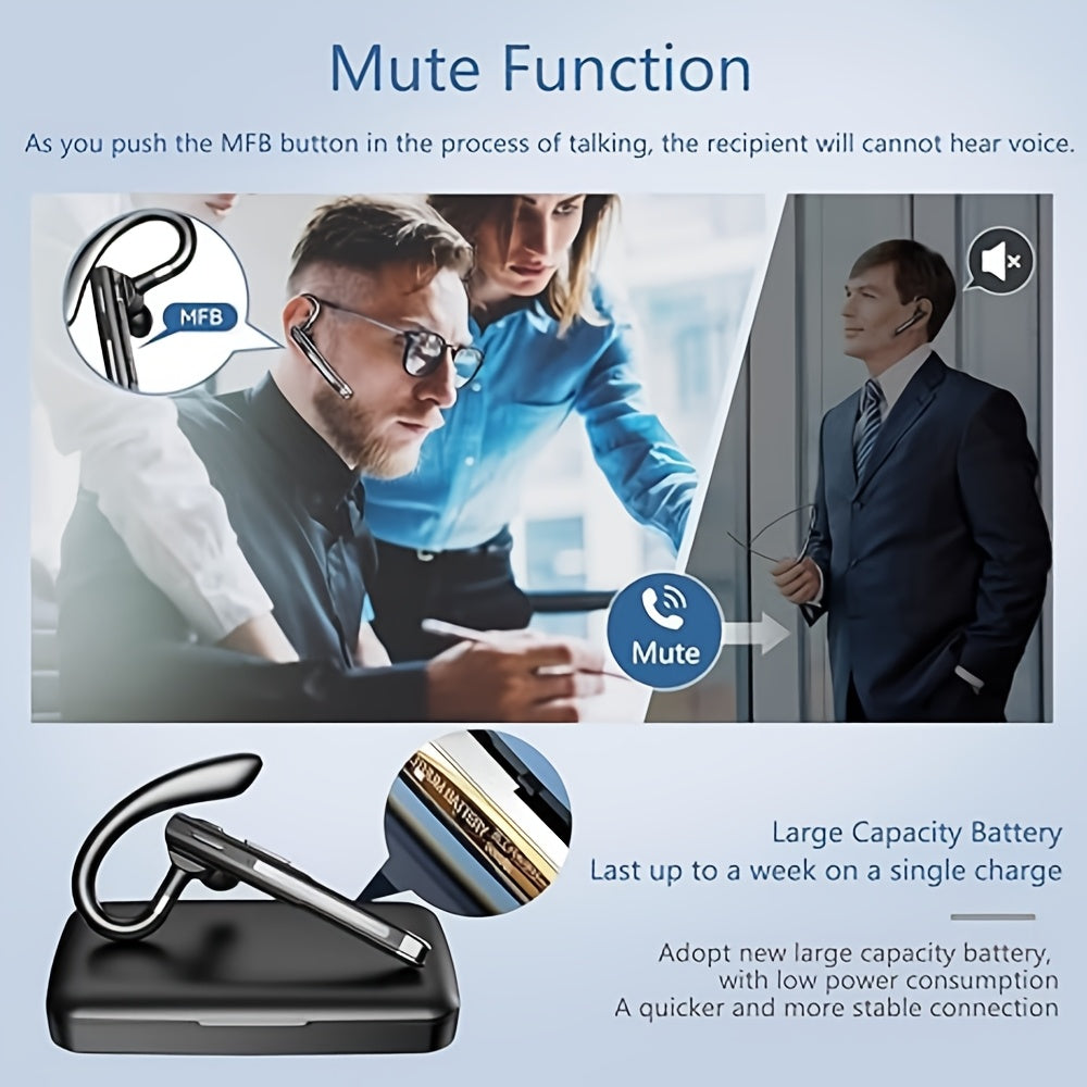 True Wireless Earphones | Comfortable In-Ear Design, Single-Sided, ENC Call Noise Cancelling Microphone, Lightweight, Easy to Use, Suitable for Daily Use, Fitness, Exercise, Business, Non, USB Charging
