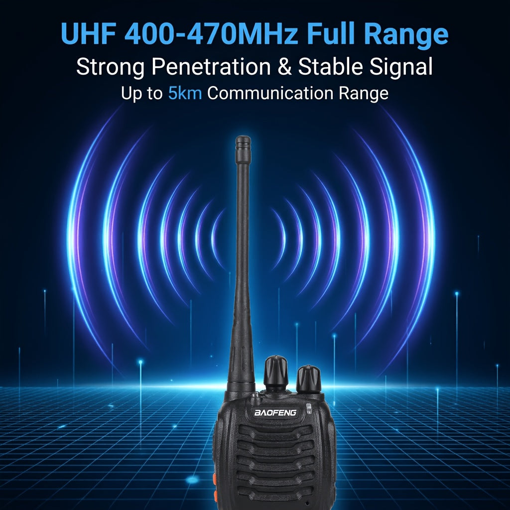 2/4/6/8/10/12pcs Baofeng 16CH UHF Walkie Talkies, 5W Two-Way Radios with USB Rechargeable Battery, 1500mAh, High-Fidelity Sound, LCD Display, for Outdoor Sports And Emergency Communication, Emergency Radios | Sleek Modern Design | Durable Build