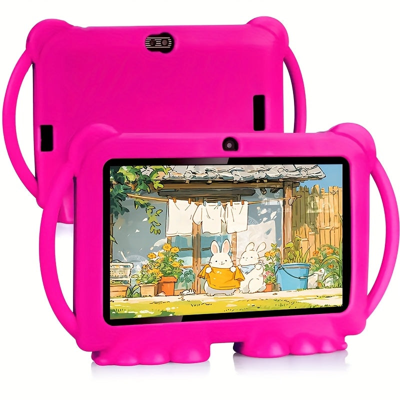 [Christmas Gift] ITMEIPC 7-inch Android 14 Tablet with Protective Case | 4GB RAM, 32GB ROM, Mali T820 MP1 Quad-Core Processor, HD IPS Display, Parental Mode, Dual Camera, Shockproof Case, Supports USB OTG, Wi-Fi 6, Blue/Pink - Perfect Christmas Gift for S