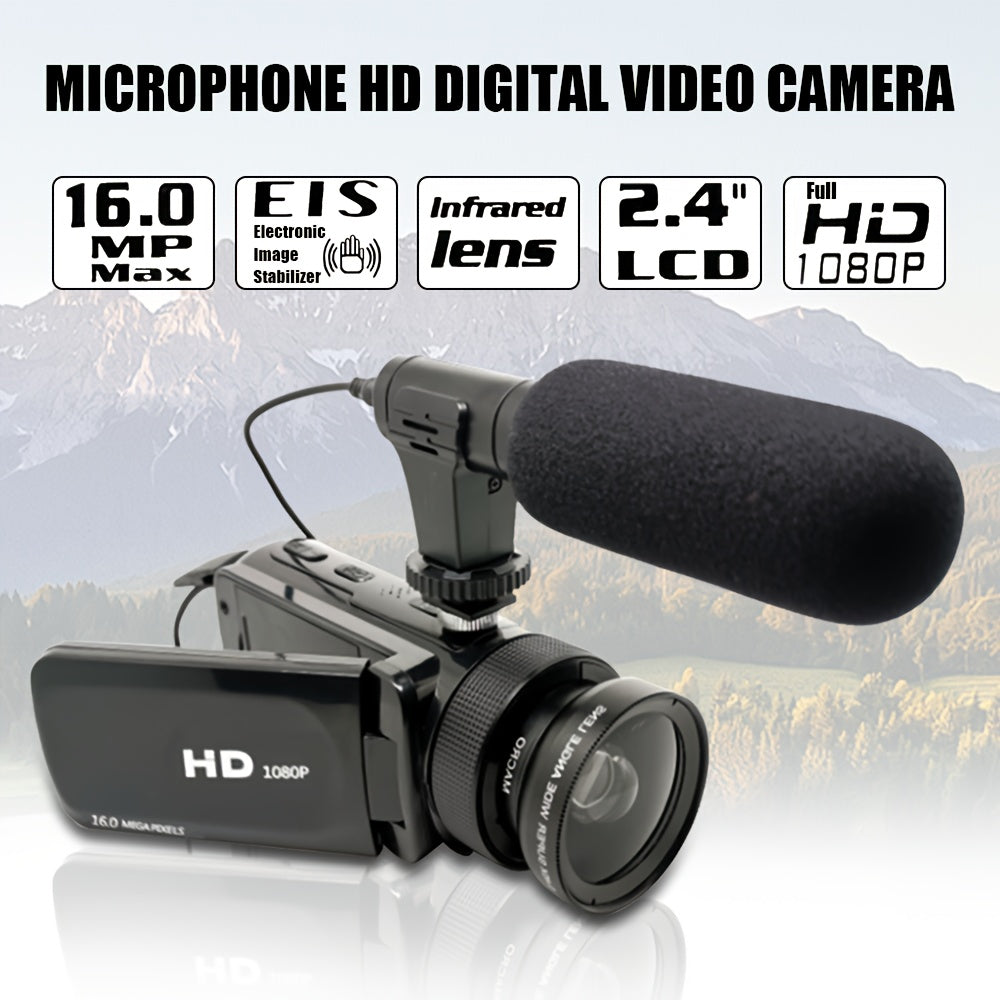 1pc DV100 HD 1080P Digital Video Camera, External Microphone Camera 16 Million Pixel Video Camera, Perfect for Family Gathering, Travel Companion, Video Photo Recording, Christmas Gift