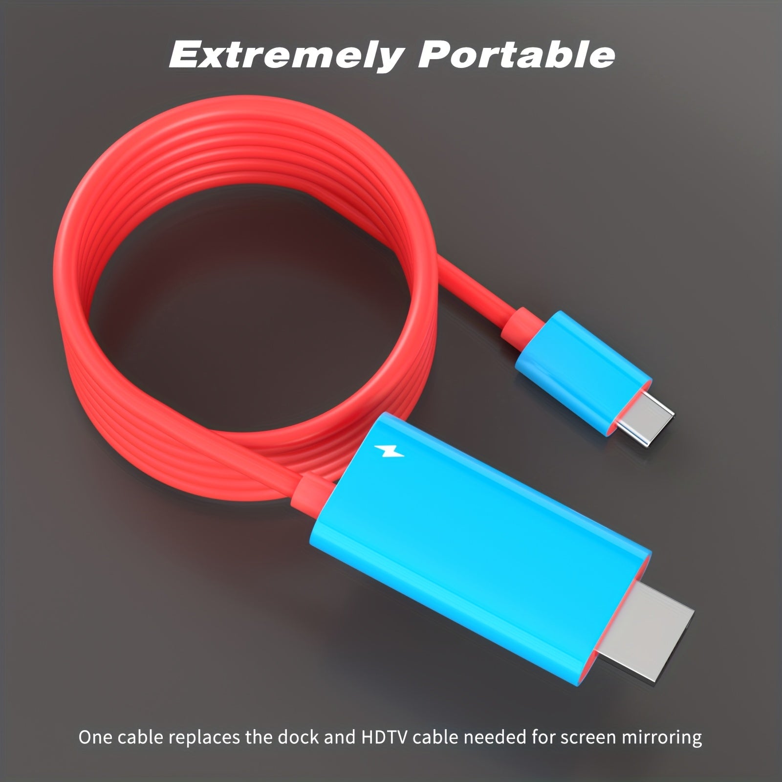 Portable 4K 30Hz HDTV-Compatible Cable for Nintendo Switch 1/OLED PD 100W Charging USB C to HDTV Adapter for Laptop Tablet Phone