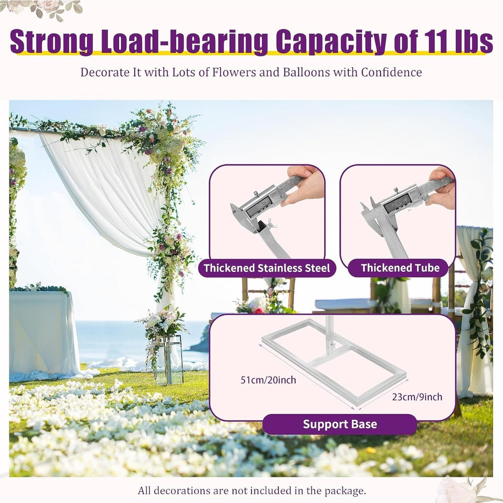 10X20Ft Backdrop Support, Wedding Arch Party Backdrop Support Pipe Set Curtain Structure, Sturdy Square Metal Arch Frame for Wedding Celebrations, Photography, And Baby Showers