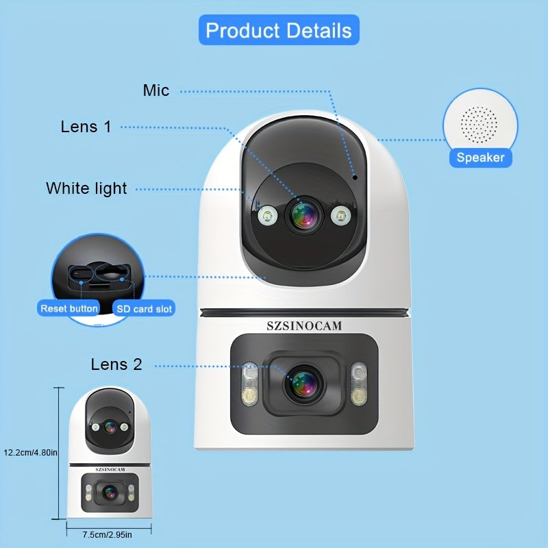 2.4G&5GHz Wireless WiFi, 4K Outdoor with Dual Lenses Security Camera, Rain-proofRotating, Night Vision, Dynamic Detection, Two-Way Call, Wifi Connectivity - Imagery & Christmas Halloween Decorations, Thanksgiving Day Gift, Cameras for Home Security.