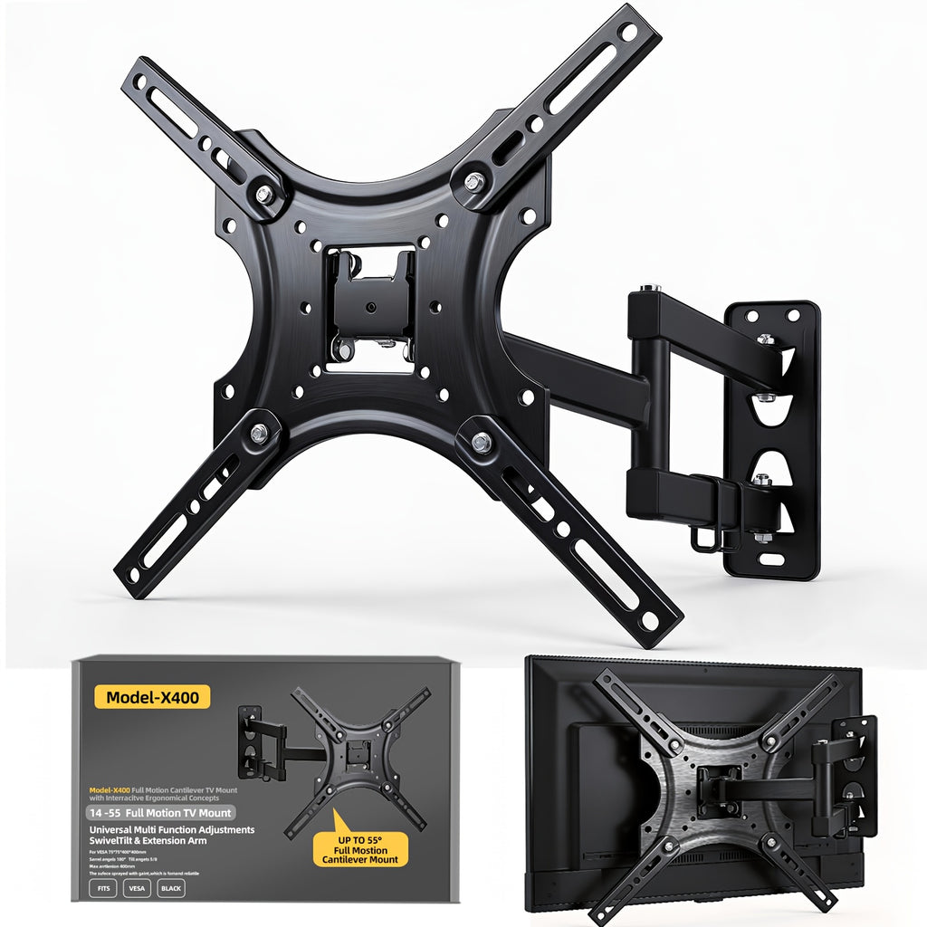 LOVFEN Full Motion Articulating TV Wall Mount, with Swivel And Tilt, for 22" to 55" TVs And Flat Panels Up to 80 Lbs, VESA Compatible, Black