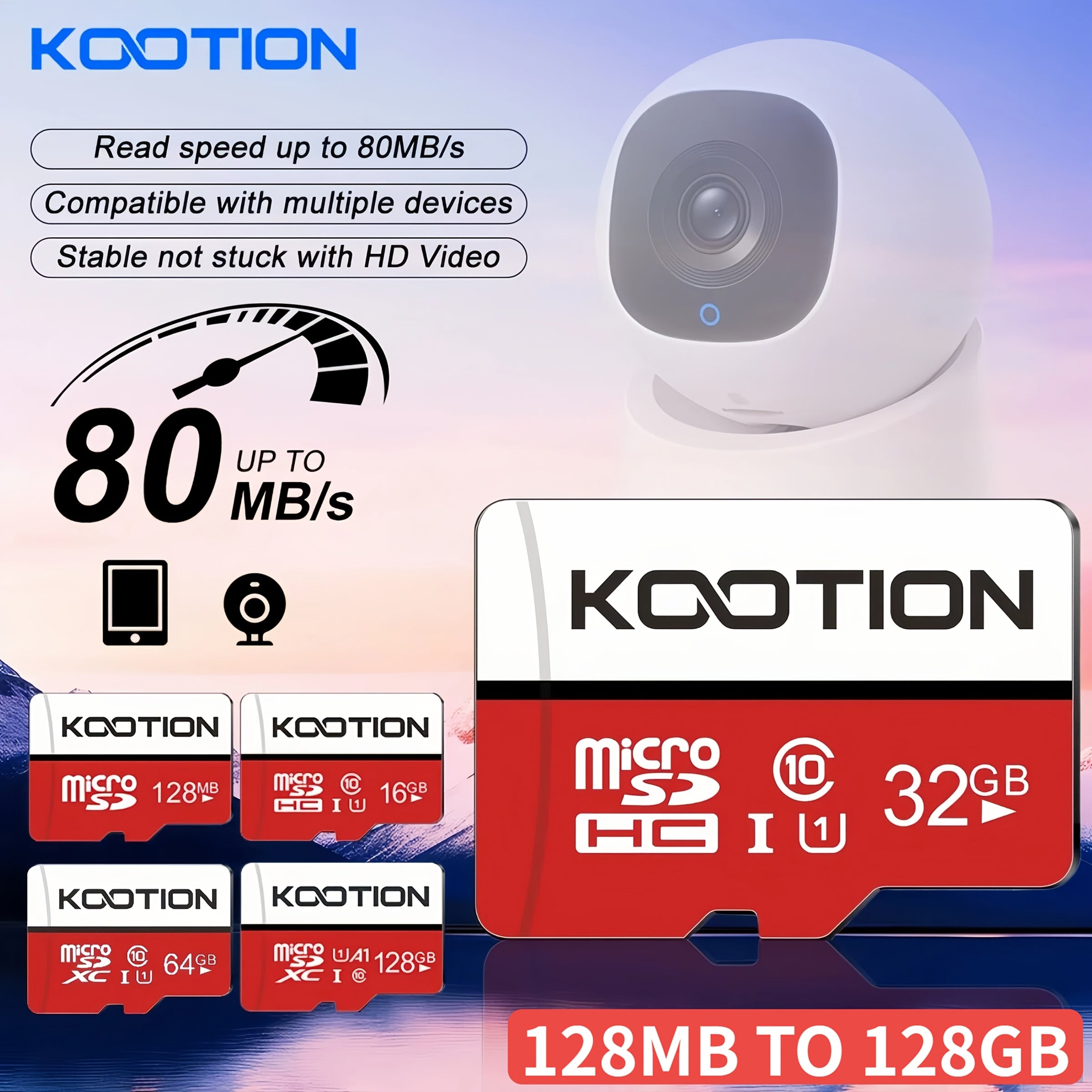 KOOTION 5pcs 128GB 64GB 32GB 16GB 8GB 4GB 2GB 1GB 512MB 256MB 128MB TF Memory Card Class 10 Mini SDXC Memory Card, High Speed TF Card for Security Camera/Smartphone/Drone/Dash Cam/Tablet/Pc, C10, U1, A1