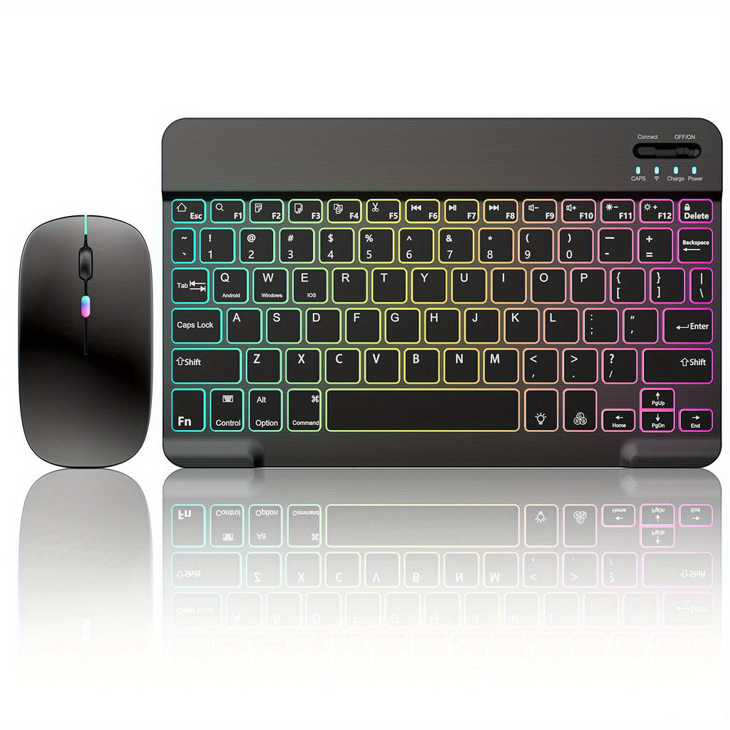 10-Inch Wireless RGB Backlit Gaming Keyboard and Mouse Set, Portable Keyboard Mouse and Mouse Pad Combo for PC iOS Android Tablets and Computers