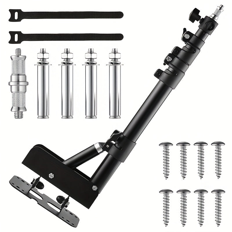 Wall-Mounted Ring Light with a 45.7" (100Cm) Adjustable Boom Arm Stand, Suitable for Photography Studios, Featuring a Camera Triangle Wall Bracket And a Sturdy Alloy Support for Salons, Tattoo Lighting, Barber Shops, And Strobe Lights