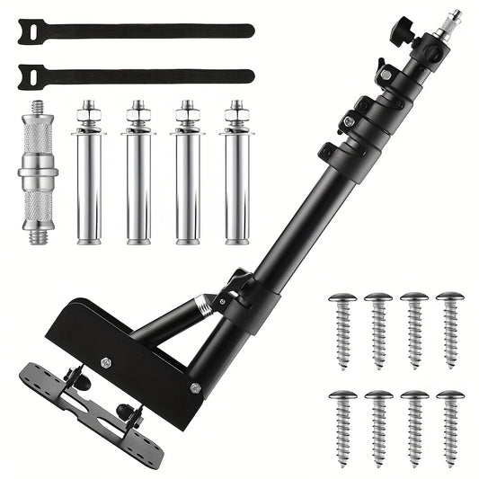 Wall-Mounted Ring Light with a 45.7" (100Cm) Adjustable Boom Arm Stand, Suitable for Photography Studios, Featuring a Camera Triangle Wall Bracket And a Sturdy Alloy Support for Salons, Tattoo Lighting, Barber Shops, And Strobe Lights