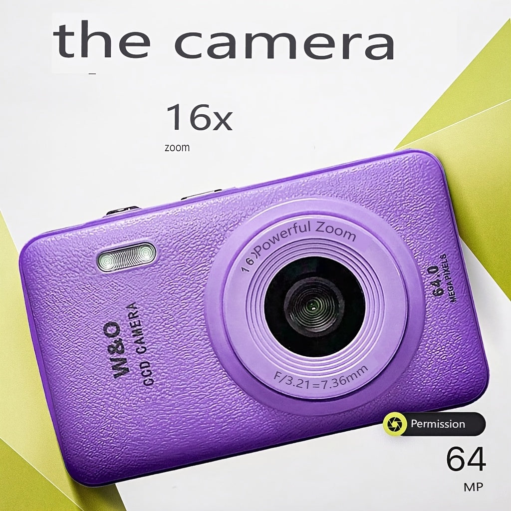 1080P HD Digital Camera 16x 64MP Digital Zoom Camera for Video Blogging 2.4-inch LCD Rechargeable Camera Photography Professional Camera with 32G Memory Card Support for Taking Pictures, Recording Videos and Webcam for Thanksgiving Christmas and New