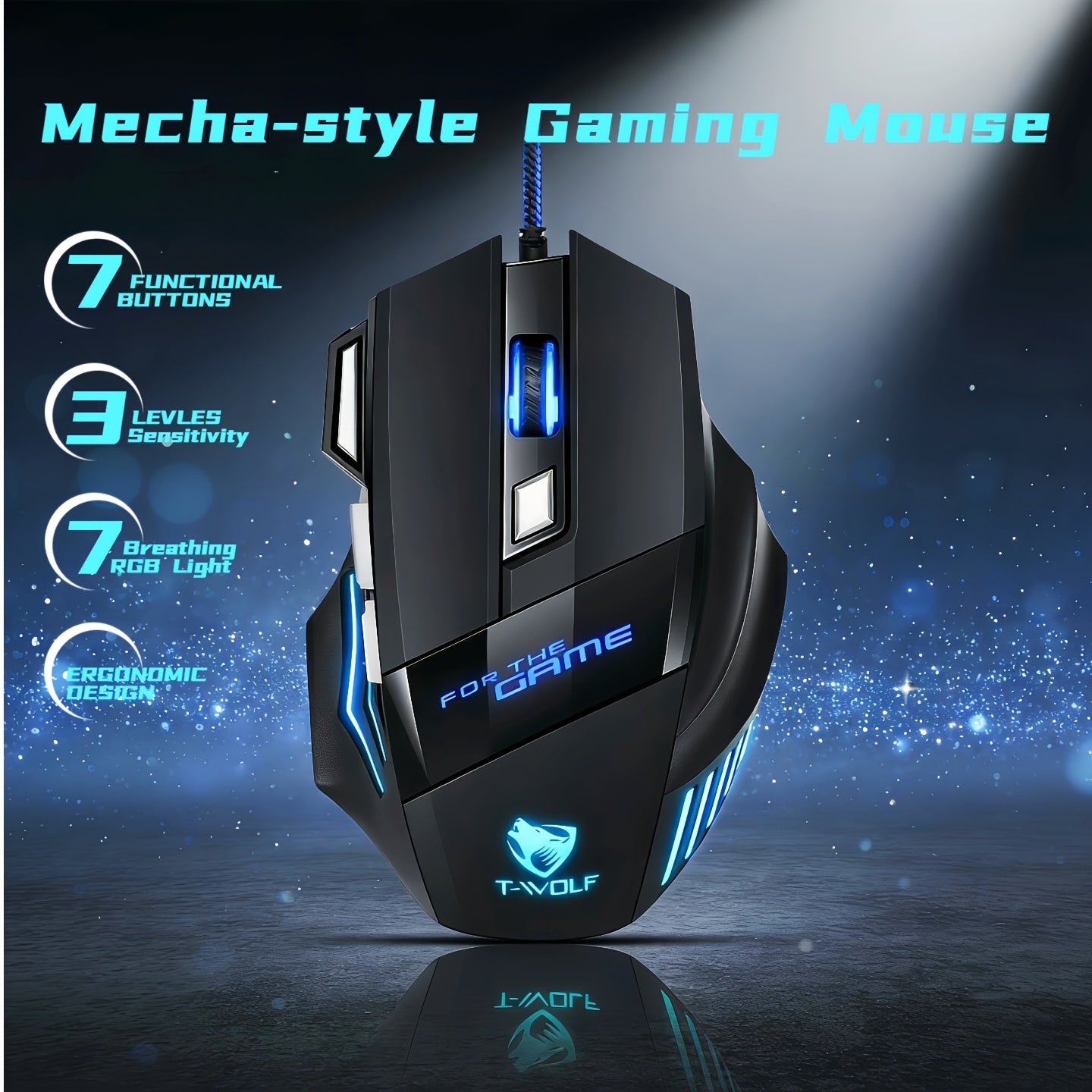 RGB Gaming Wired Mouse Pro-Grade- Ergonomic Design For Casual & Competitive Gamers, Turbo Click & Programmable Buttons, Multi-Mode Sensitivity Control, Dynamic RGB Lighting | Lightweight With Forward/Back Shortcuts - USB Plug & Play | Multiple Model