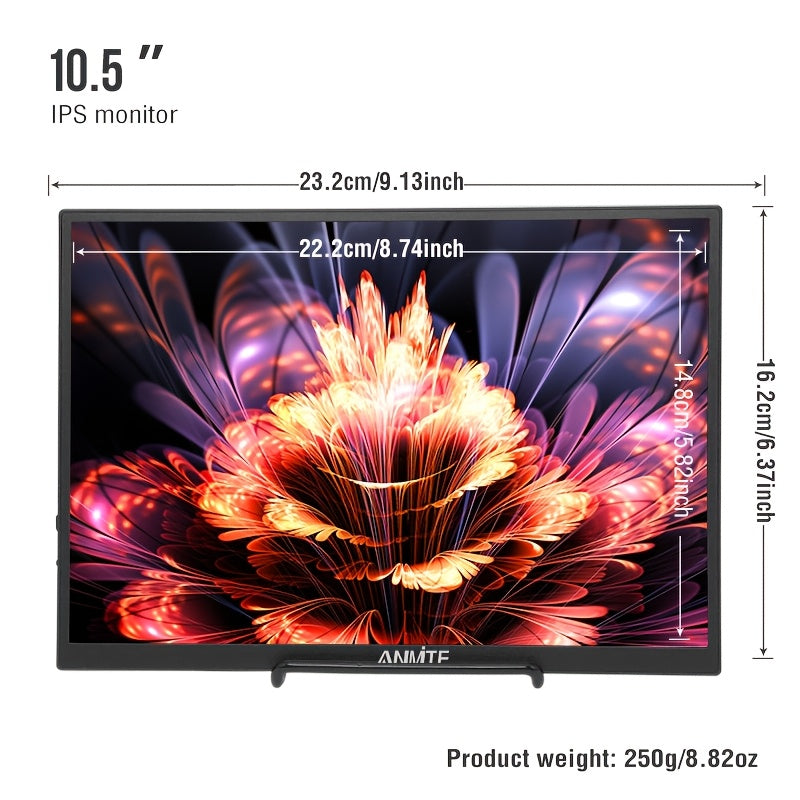 Anmite 10. 5 Inch IPS Portable Screen Monitor SRGB 100% 1280P USB TPYE-C Compatible Laptop Second Screen Gaming Extension Monitor for Mac PS4 PS5pcs Raspberry Pi